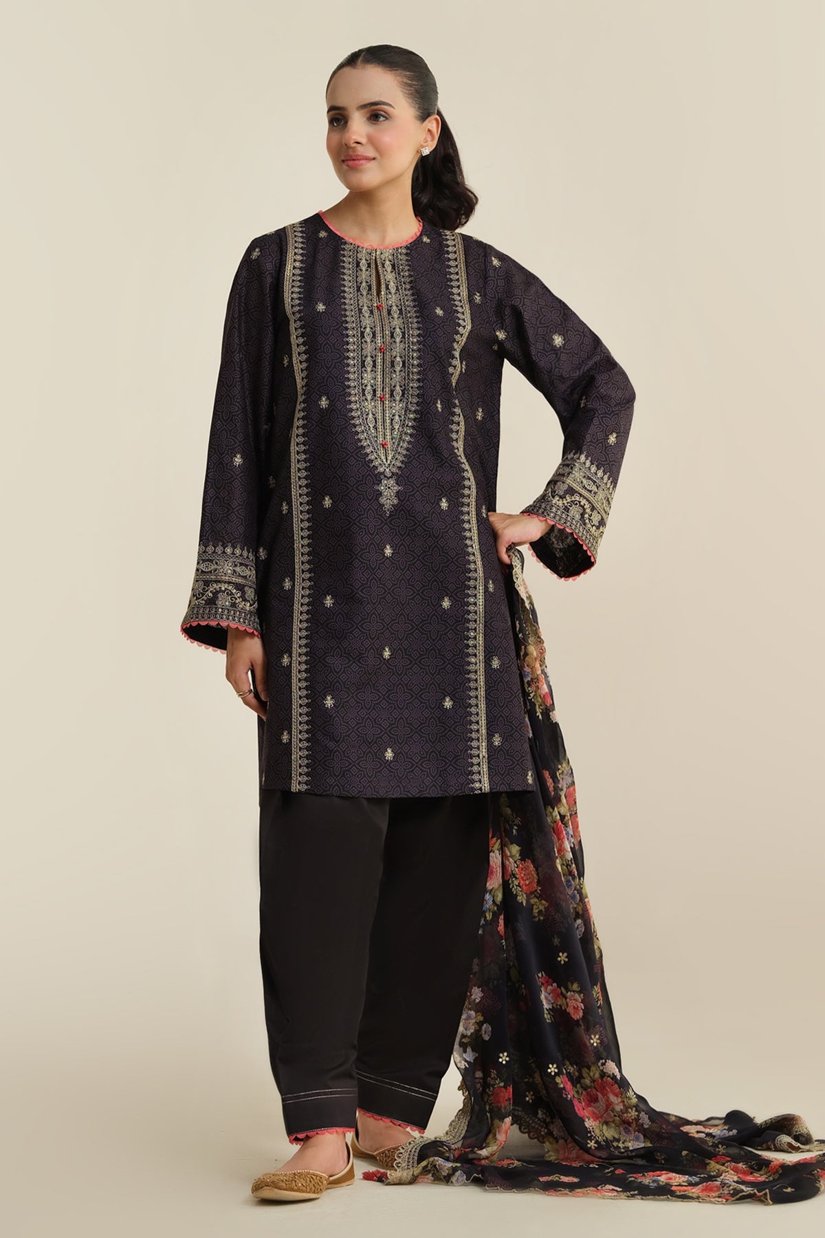 2-Piece - Printed & Embroidered Suit - C6287 - Shop Now at Kayseria