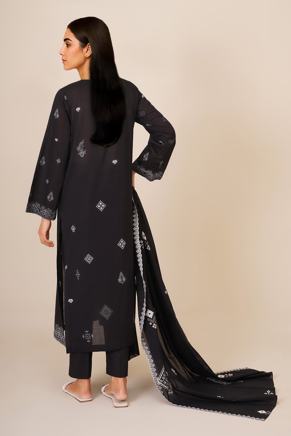 3 Piece - Printed & Embroidered Suit - C6336 - Shop Now at Kayseria