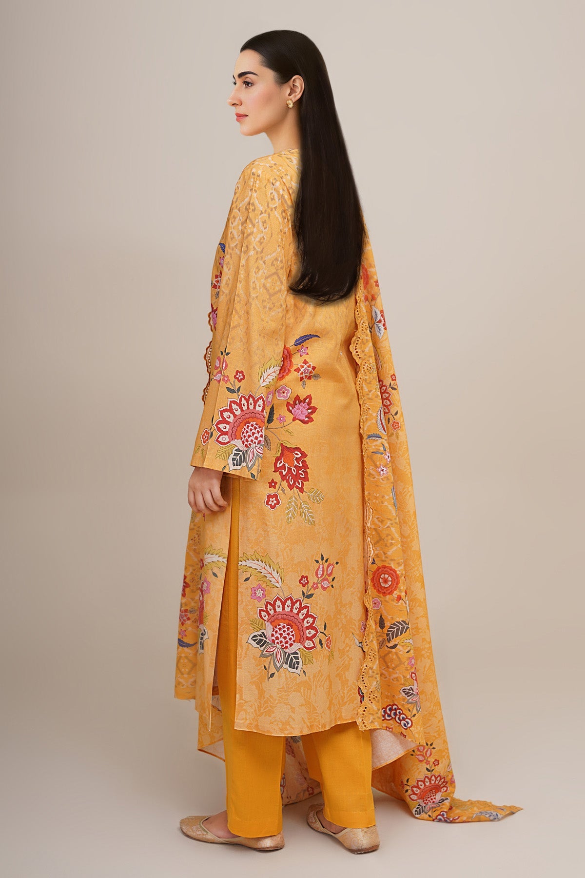 3 Piece - Printed & Embroidered Khaddar Suit - C6348 - Shop Now at Kayseria