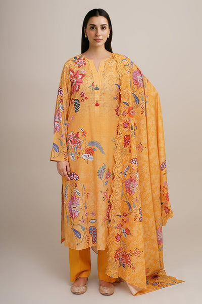 3 Piece - Printed & Embroidered Khaddar Suit - C6348 - Shop Now at Kayseria