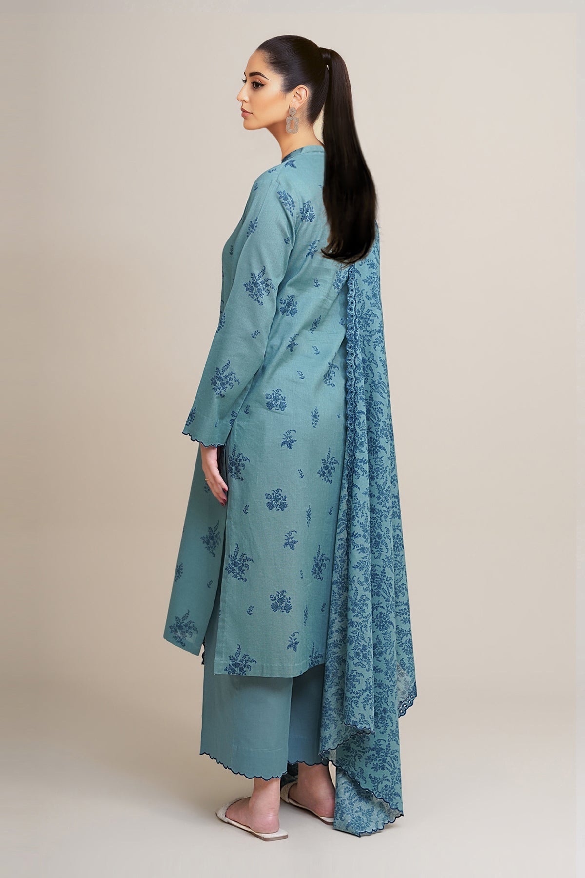 3 Piece - Printed & Embroidered Khaddar Suit - C6349 - Shop Now at Kayseria