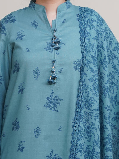 3 Piece - Printed & Embroidered Khaddar Suit - C6349 - Shop Now at Kayseria