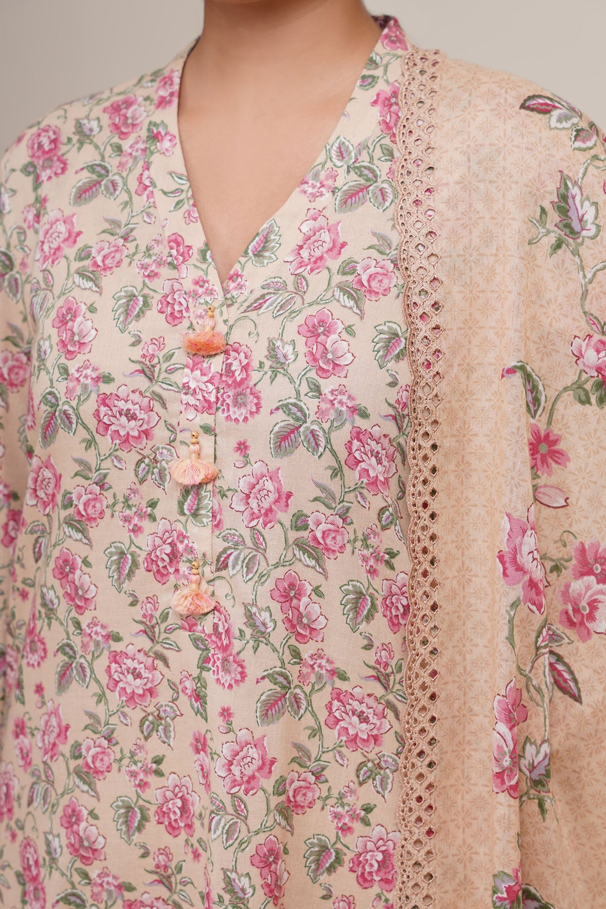 3 Piece - Printed & Embroidered Khaddar Suit - C6350 - Shop Now at Kayseria