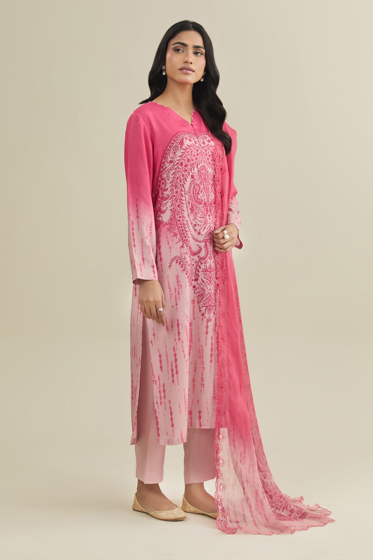 3 Piece - Printed & Embroidered Suit - C6358 - Shop Now at Kayseria