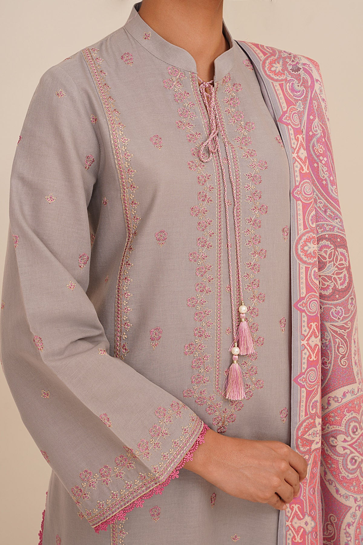 3 Piece - Printed & Embroidered Khaddar Suit - C6361 - Shop Now at Kayseria