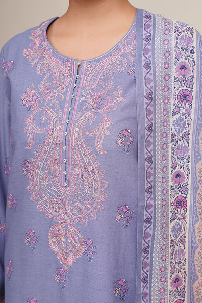 3 Piece - Printed & Embroidered Suit - C6366 - Shop Now at Kayseria