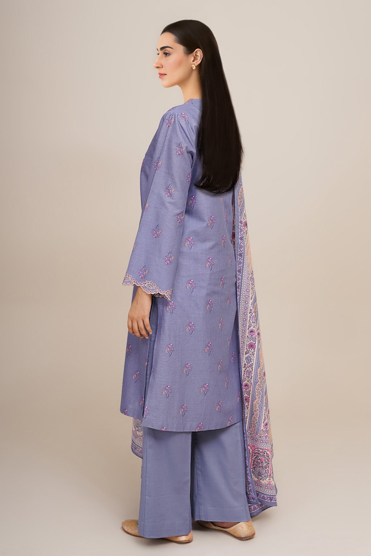 3 Piece - Printed & Embroidered Suit - C6366 - Shop Now at Kayseria