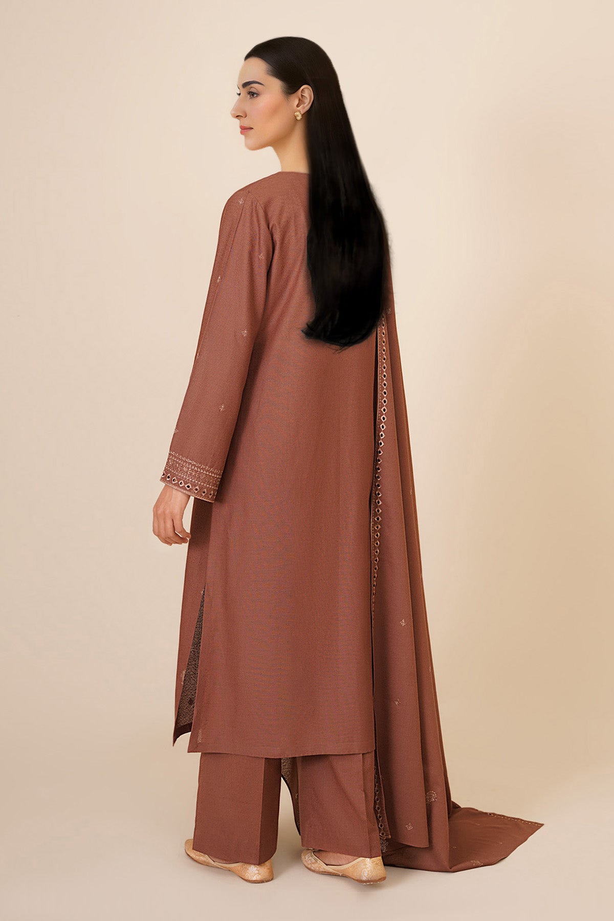 3 Piece - Embroidered Viscose Karandi Suit - C6378 - Shop Now at Kayseria