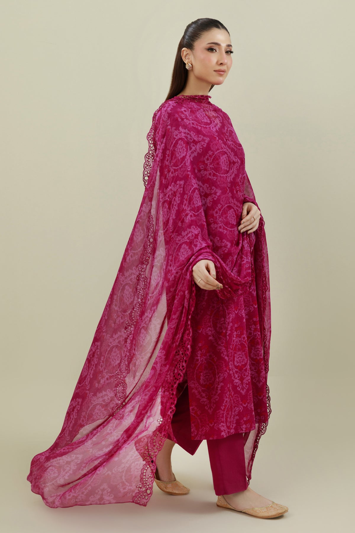 3 Piece - Printed & Embroidered Viscose Karandi Suit - C6388 - Shop Now at Kayseria