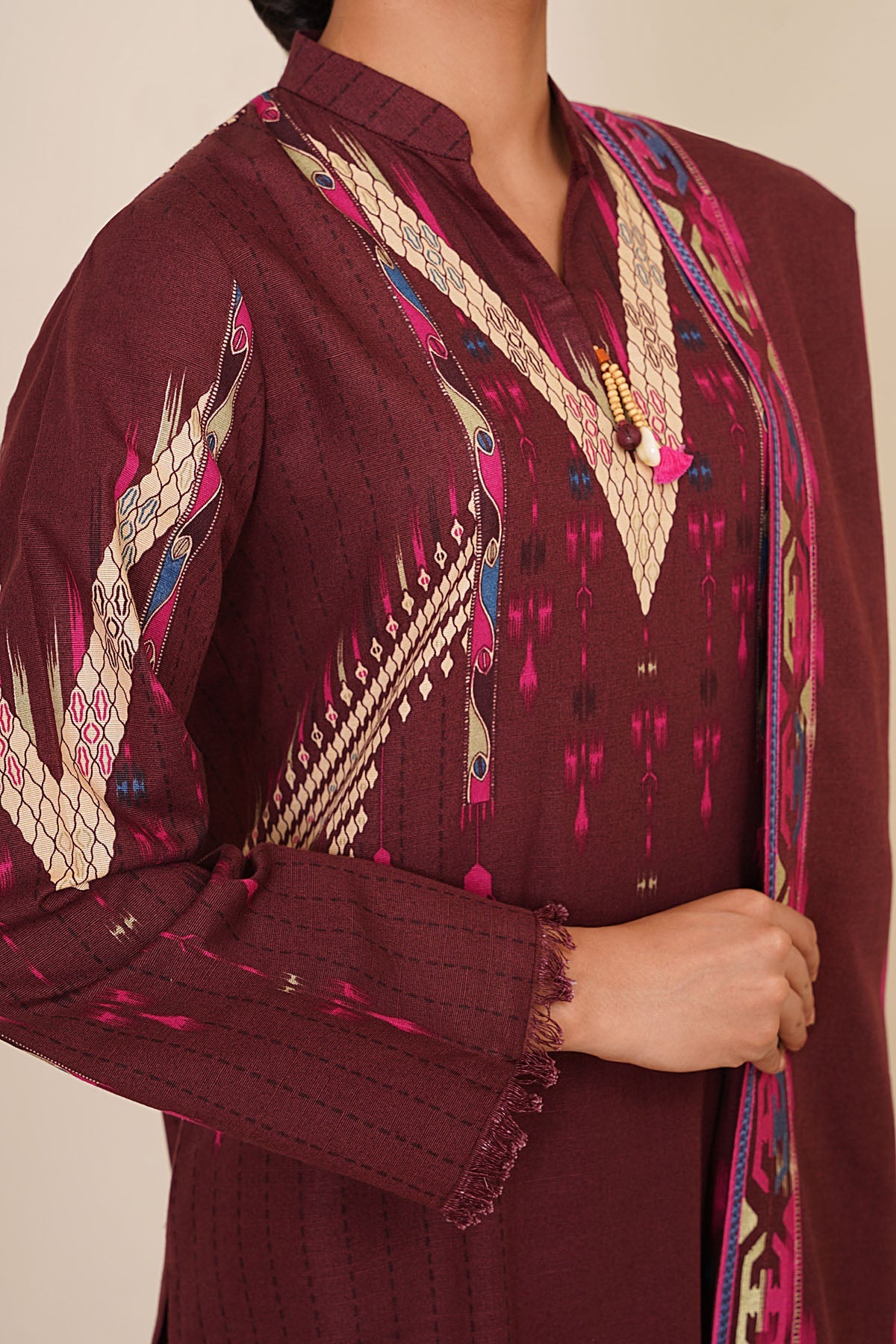 3 Piece - Printed & Embroidered Khaddar Suit - C6389 - Shop Now at Kayseria