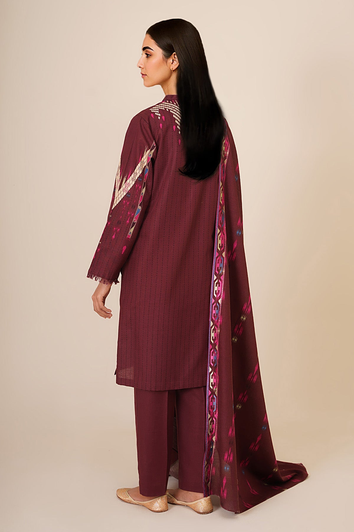 3 Piece - Printed & Embroidered Khaddar Suit - C6389 - Shop Now at Kayseria