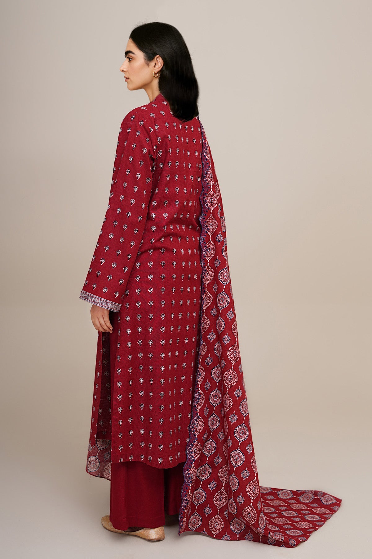 3 Piece - Printed & Embroidered Khaddar Suit - C6396 - Shop Now at Kayseria