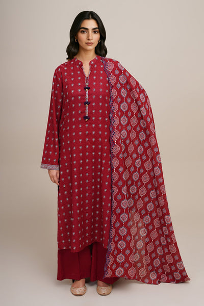 3 Piece - Printed & Embroidered Khaddar Suit - C6396 - Shop Now at Kayseria