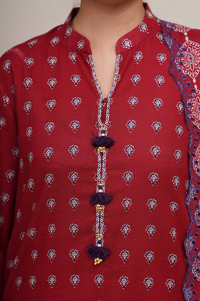 3 Piece - Printed & Embroidered Khaddar Suit - C6396 - Shop Now at Kayseria