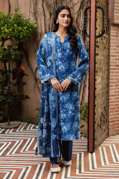 3 Piece - Printed & Embroidered Slub Khaddar Suit - C6401 - Shop Now at Kayseria