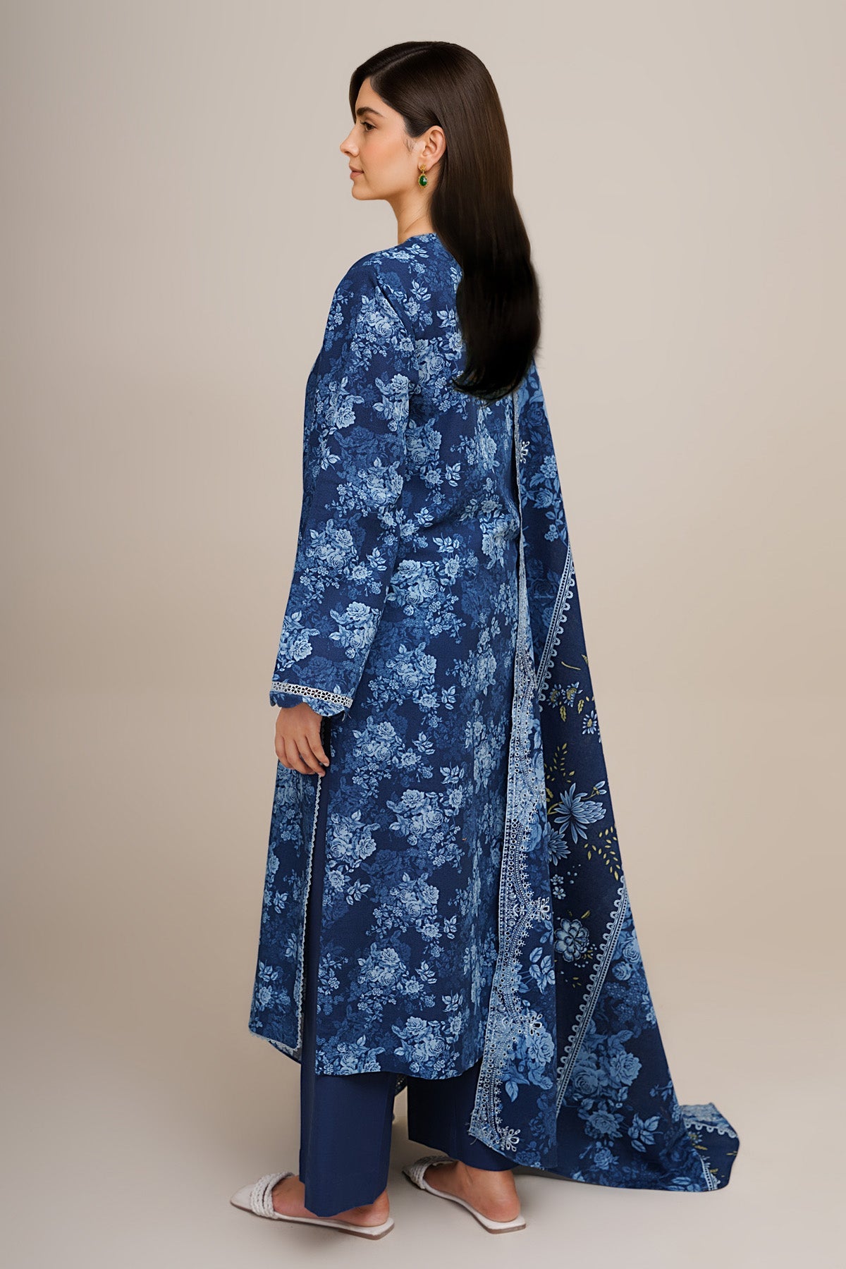 3 Piece - Printed & Embroidered Slub Khaddar Suit - C6401 - Shop Now at Kayseria
