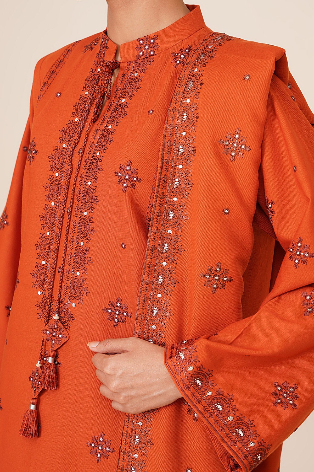 3 Piece - Embroidered Slub Khaddar Suit - C6407 - Shop Now at Kayseria