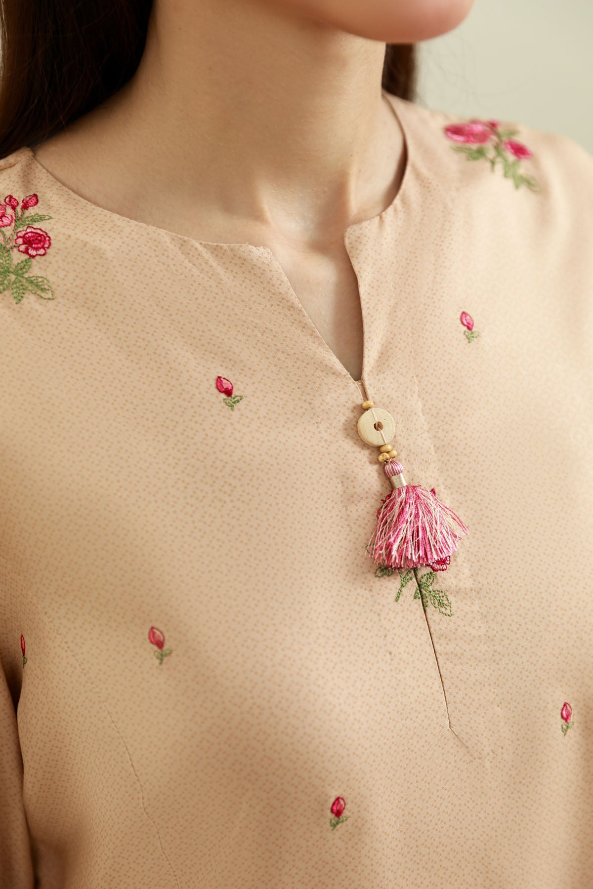 2 Piece - Printed & Embroidered Percale Suit - C6418 - Shop Now at Kayseria