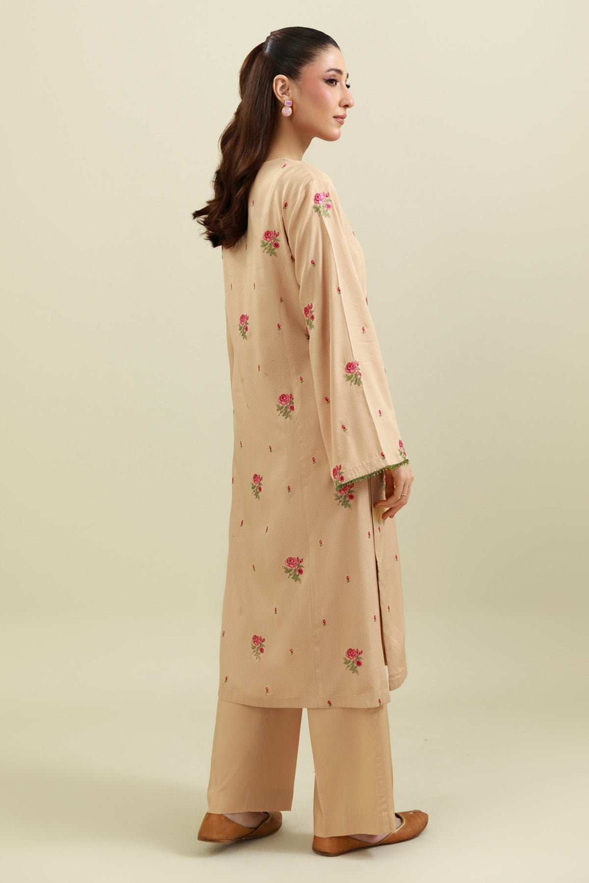 2 Piece - Printed & Embroidered Percale Suit - C6418 - Shop Now at Kayseria