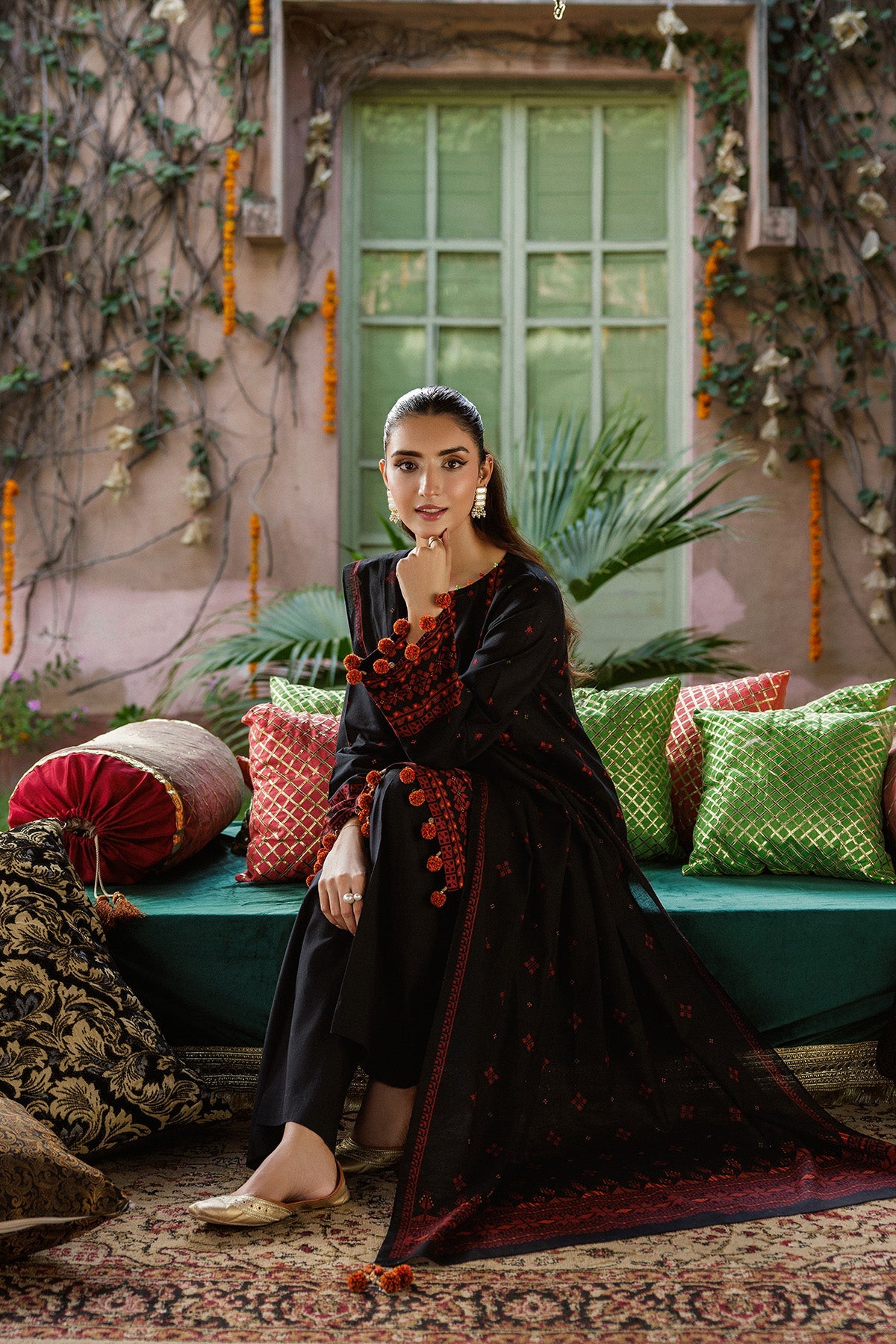 3 Piece - Printed & Embellished Khaddar Suit - C6435 - Shop Now at Kayseria