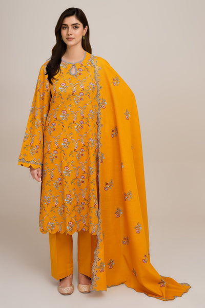3 Piece - Printed & Embroidered Slub Khaddar Suit - C6441 - Shop Now at Kayseria