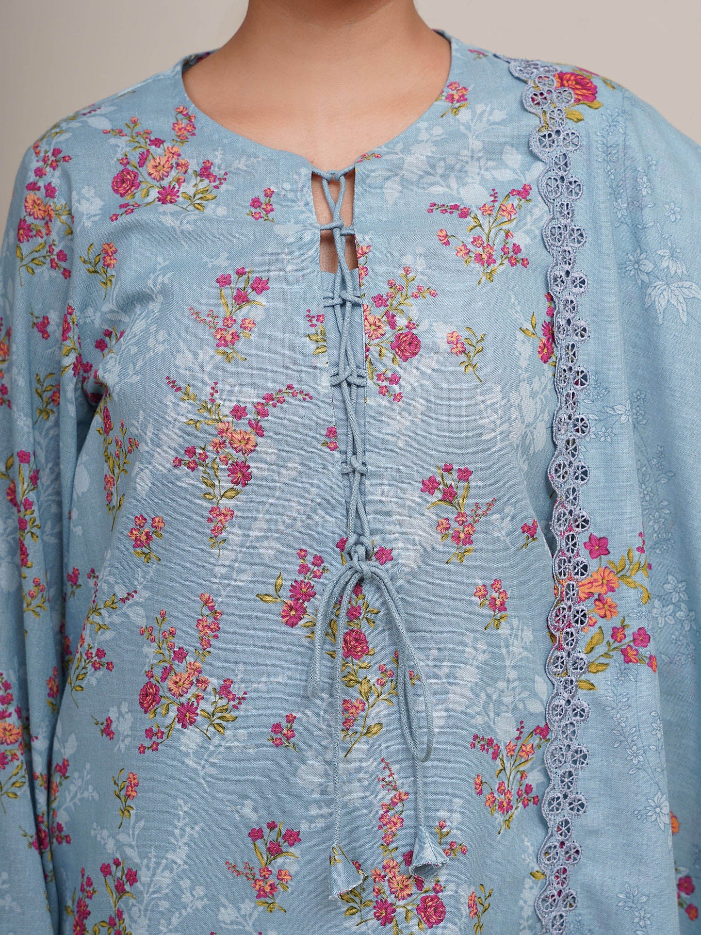 3 Piece - Printed & Embroidered Suit - C6442 - Shop Now at Kayseria