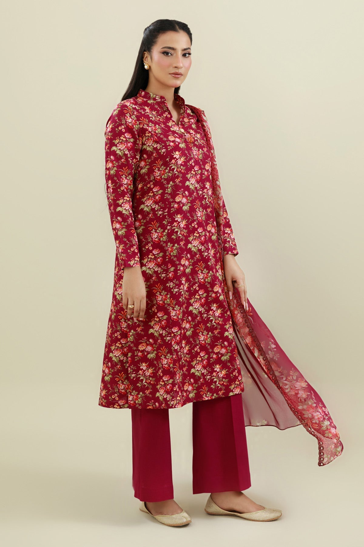 3 Piece - Printed & Embroidered Suit - C6445 - Shop Now at Kayseria