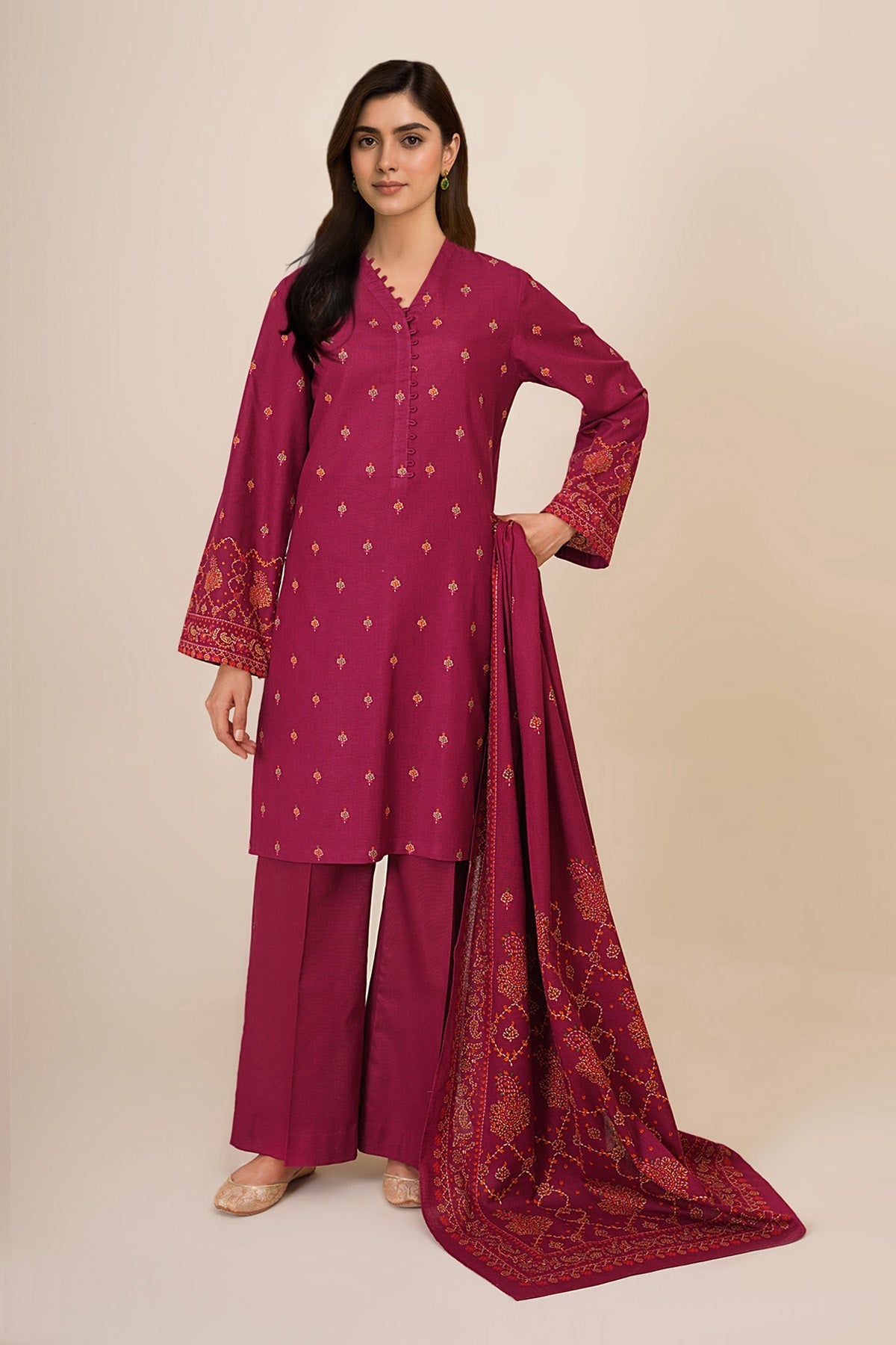 3 Piece - Printed Khaddar Suit - C6449 - Shop Now at Kayseria