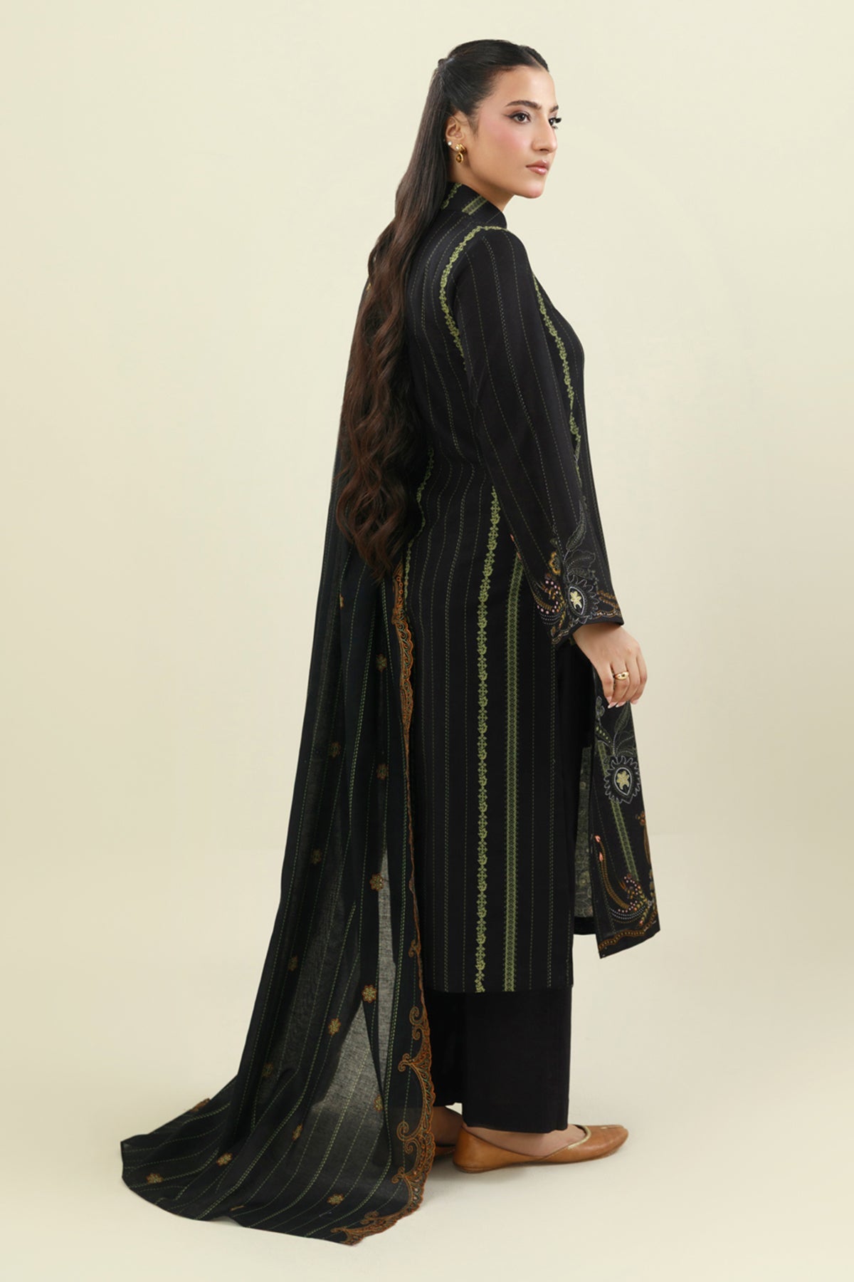 3 Piece - Printed & Embroidered Suit - C6454 - Shop Now at Kayseria