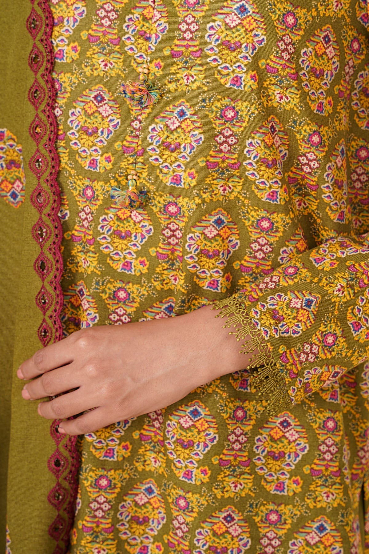 3 Piece - Printed & Embroidered Suit - C6459 - Shop Now at Kayseria