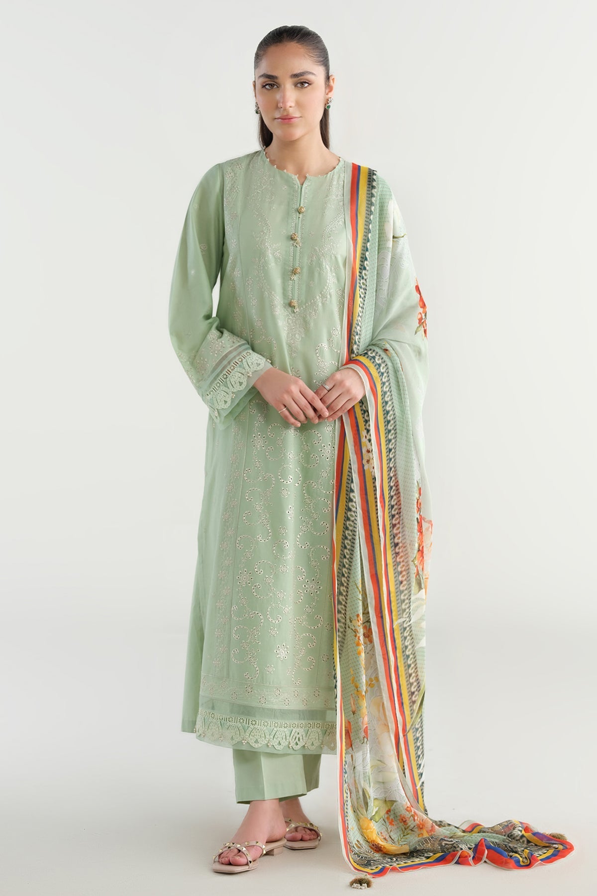 3 Piece - Printed & Embriodered Lawn Suit - C6230 - Shop Now at Kayseria