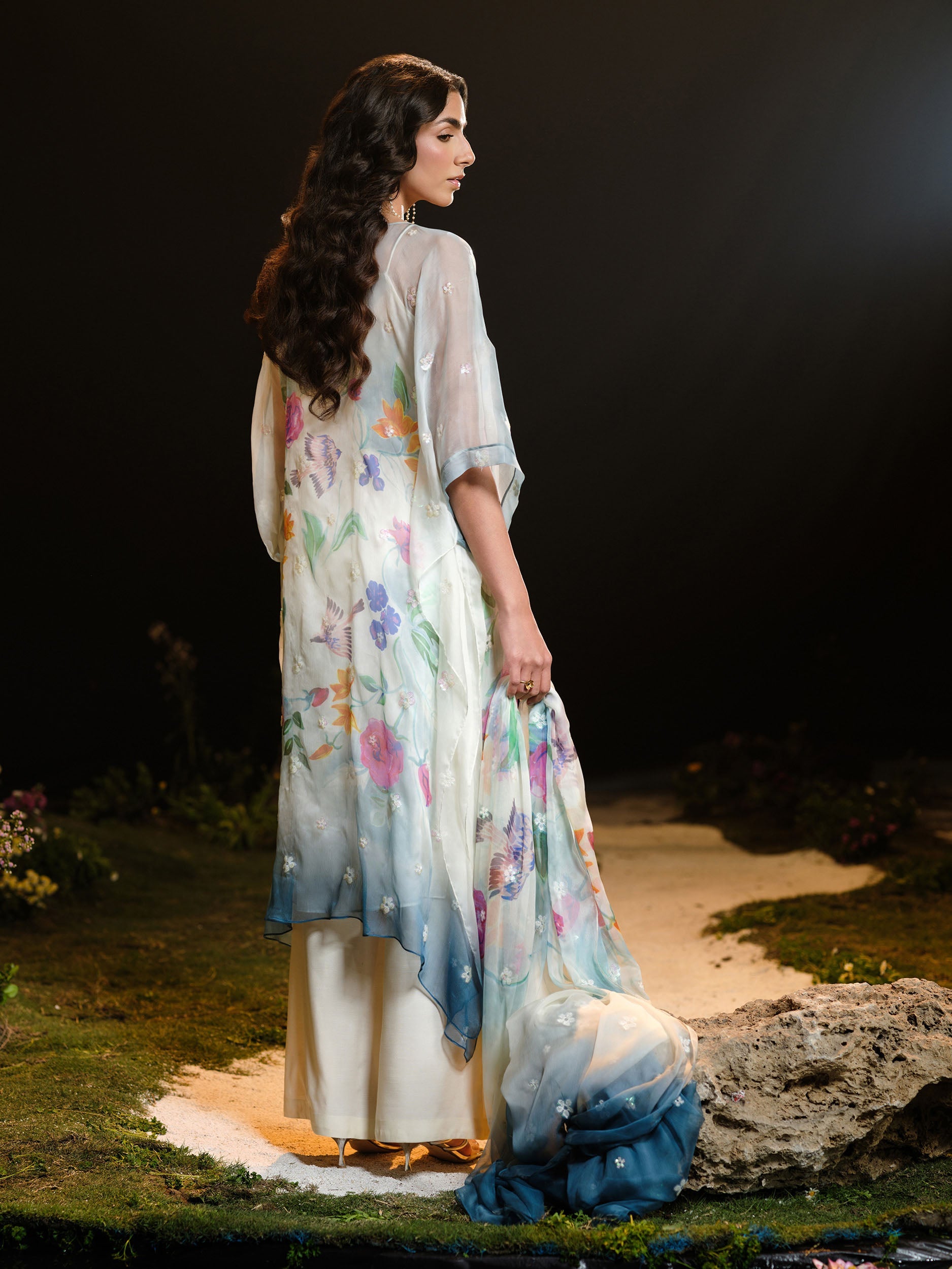 4 Piece - Printed & Embroidered Silk Chiffon Suit - MCP1728 - Shop Now at Kayseria