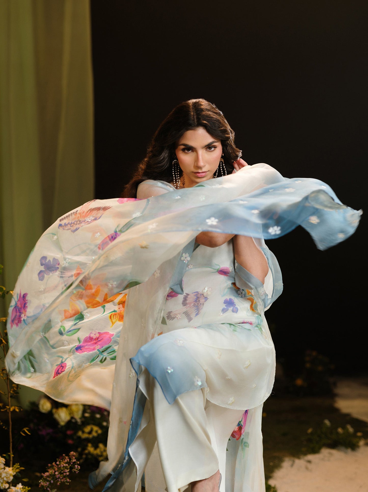 4 Piece - Printed & Embroidered Silk Chiffon Suit - MCP1728 - Shop Now at Kayseria