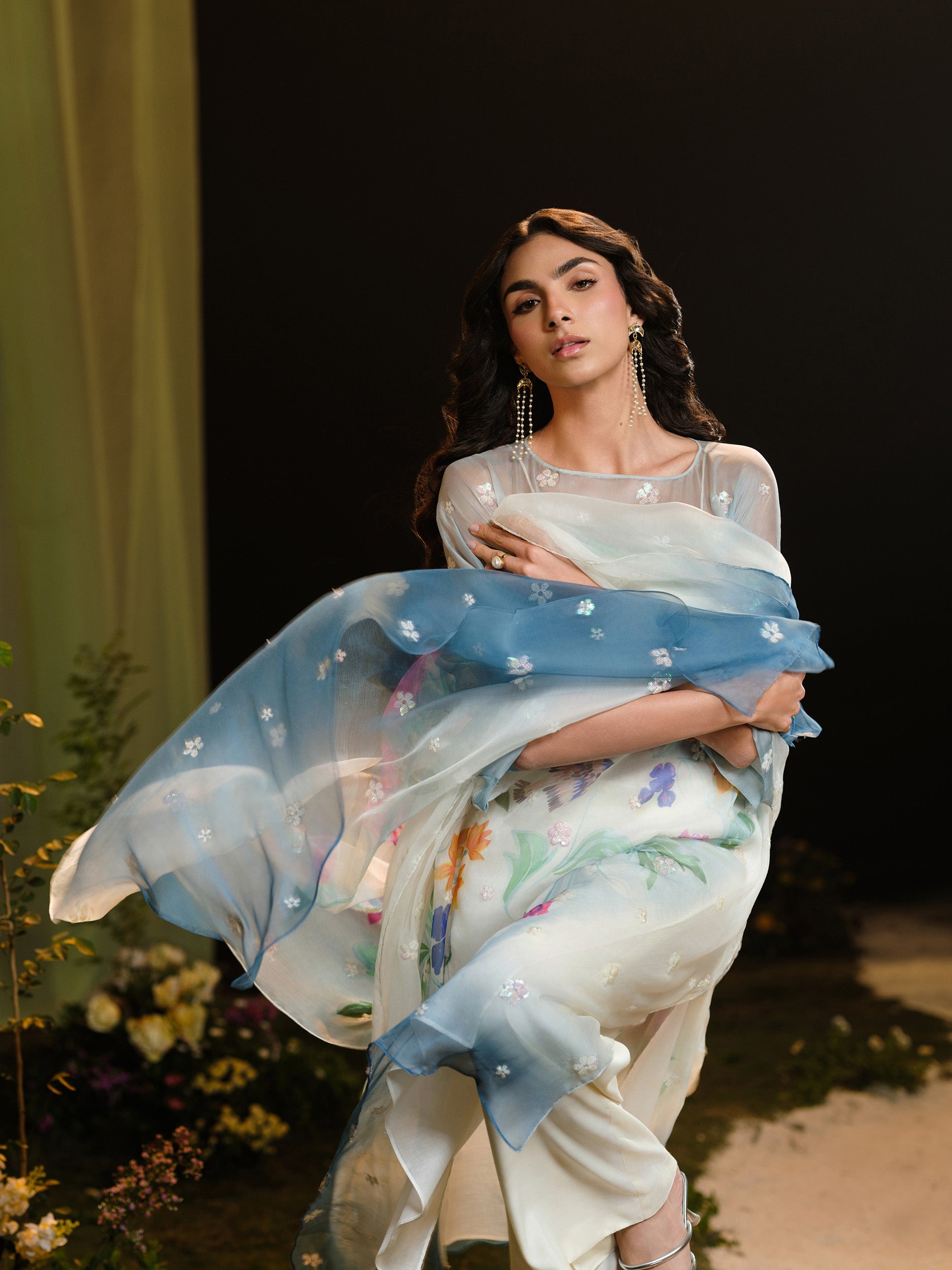 4 Piece - Printed & Embroidered Silk Chiffon Suit - MCP1728 - Shop Now at Kayseria