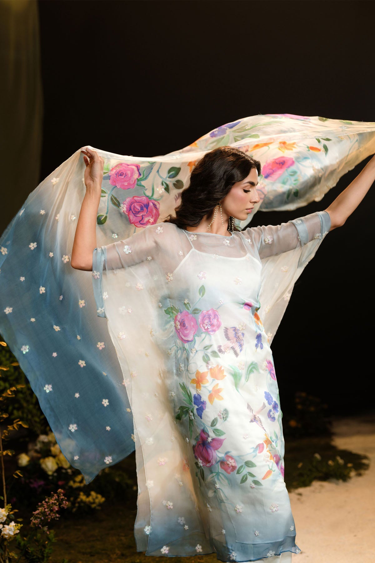 4 Piece - Printed & Embroidered Silk Chiffon Suit - MCP1728 - Shop Now at Kayseria