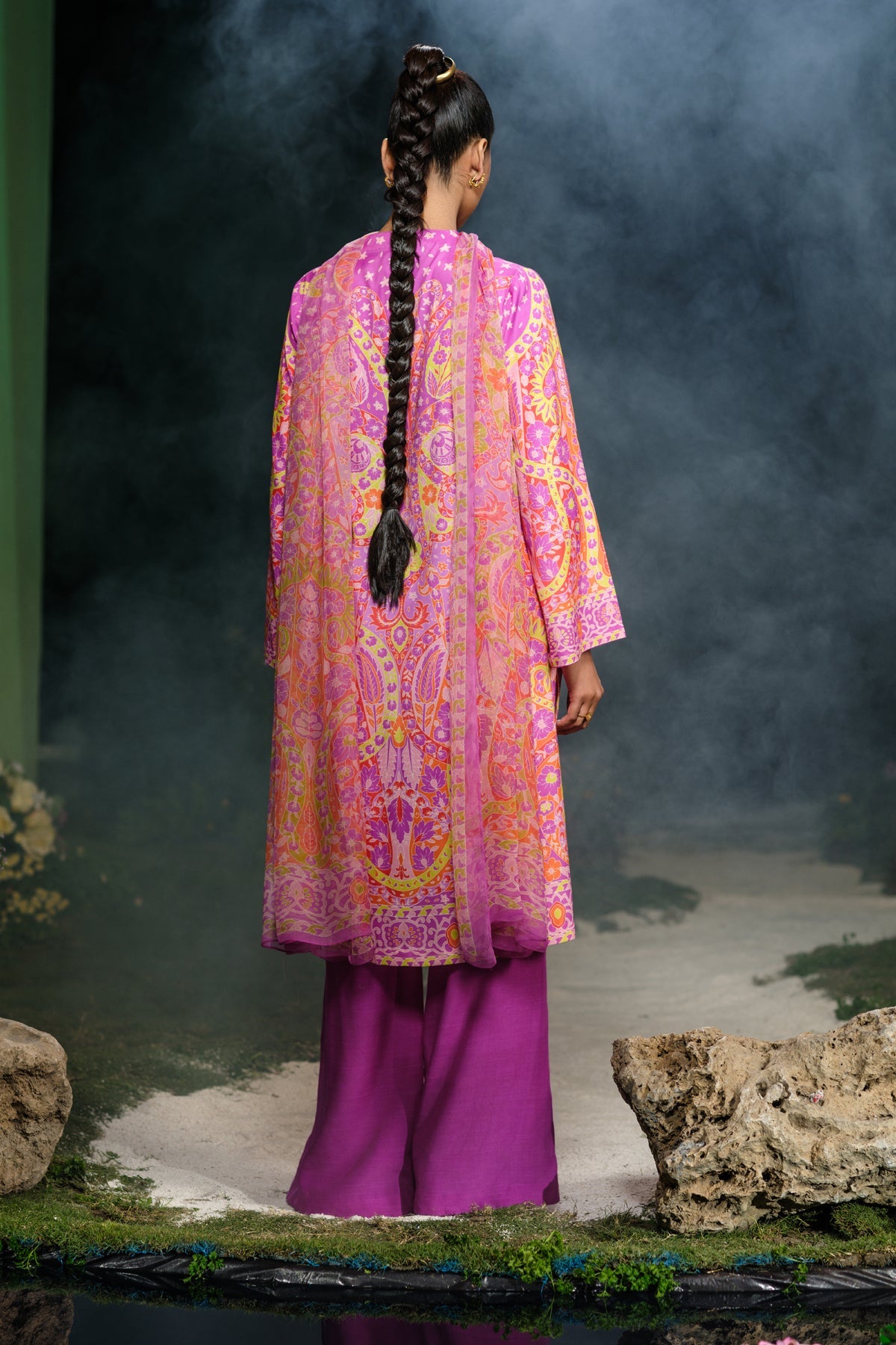 3 Piece - Printed Raw Silk Suit - MCP1730-1 - Shop Now at Kayseria