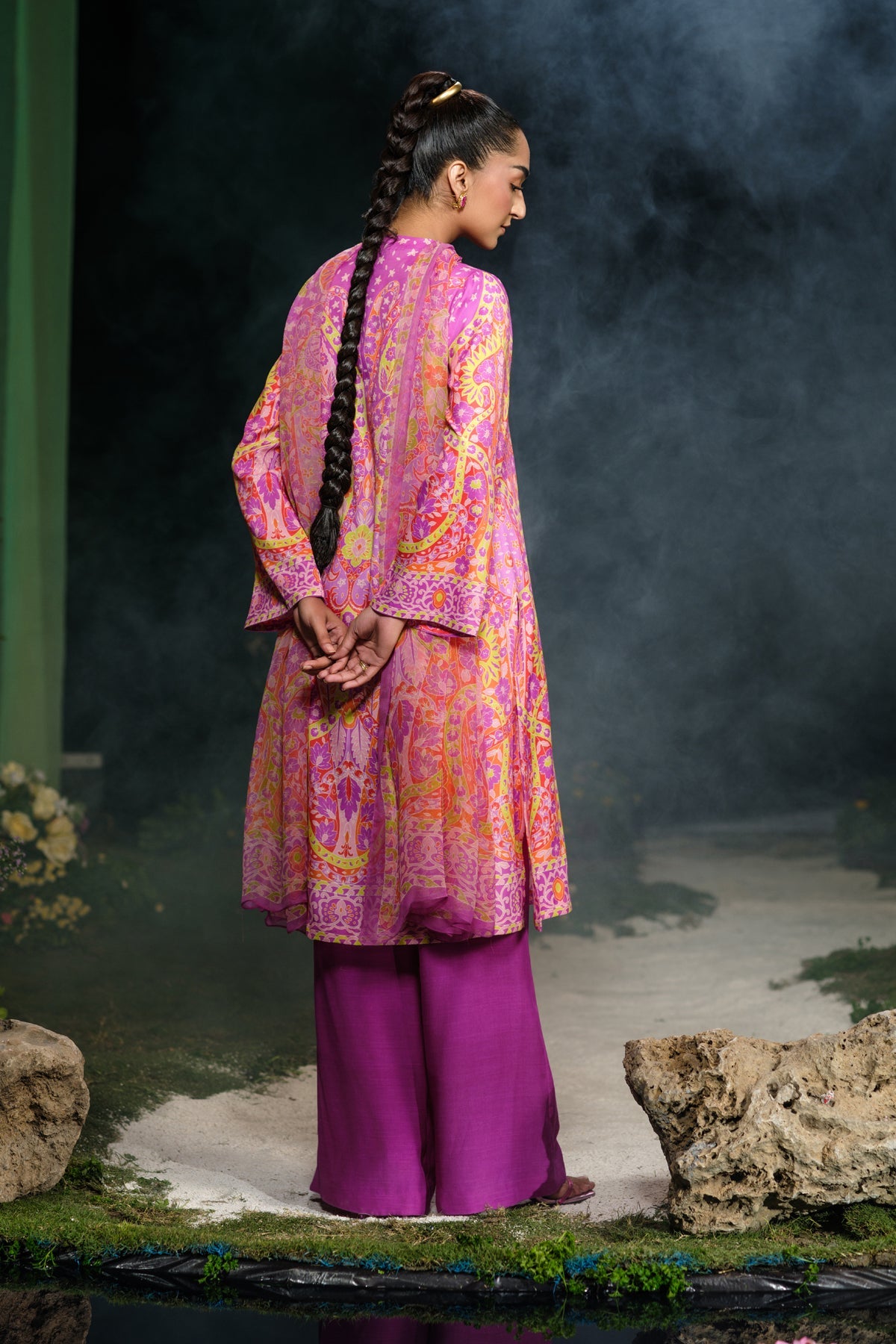 3 Piece - Printed Raw Silk Suit - MCP1730-1 - Shop Now at Kayseria