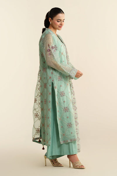 3 Piece - Embellished Pure Organza Suit - E1428-2 - Shop Now at Kayseria