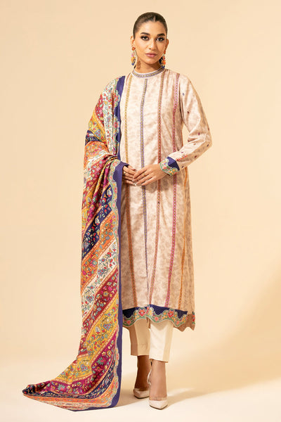 3 Piece - Printed & Embroidered Suit - E1431 - Shop Now at Kayseria