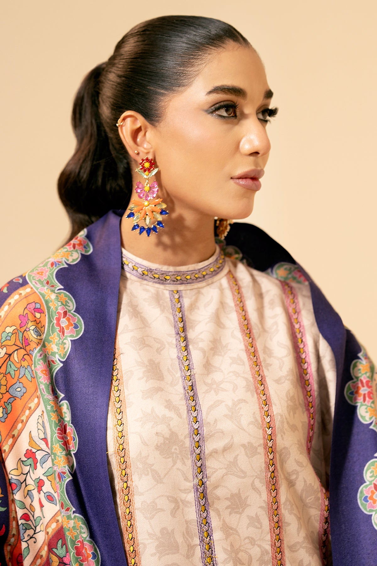 3 Piece - Printed & Embroidered Suit - E1431 - Shop Now at Kayseria