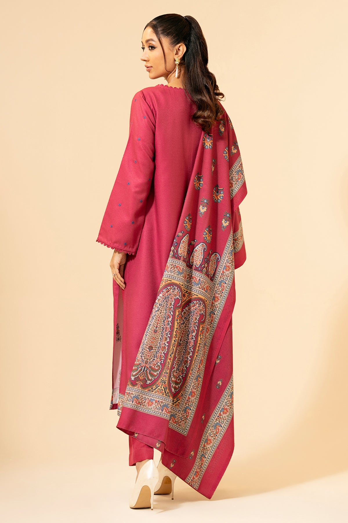 3 Piece - Printed & Embroidered Suit - E1432 - Shop Now at Kayseria