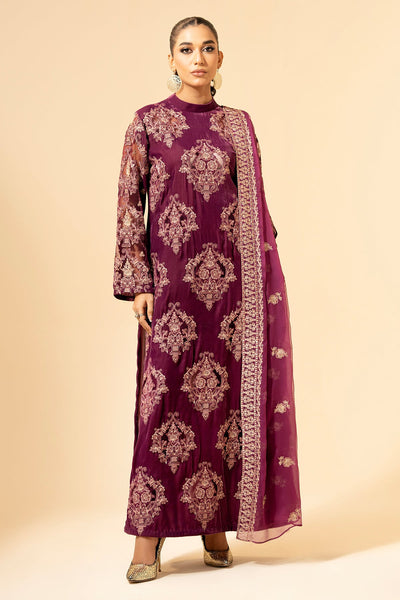 3 Piece - Embroidered Velvet Suit - E1469 - Shop Now at Kayseria