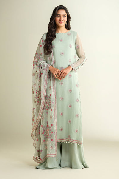 3 Piece - Embroidered & Embellished Bamber Chiffon Suit - E1634 - Shop Now at Kayseria