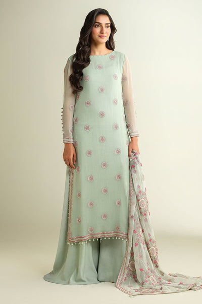 3 Piece - Embroidered & Embellished Bamber Chiffon Suit - E1634 - Shop Now at Kayseria
