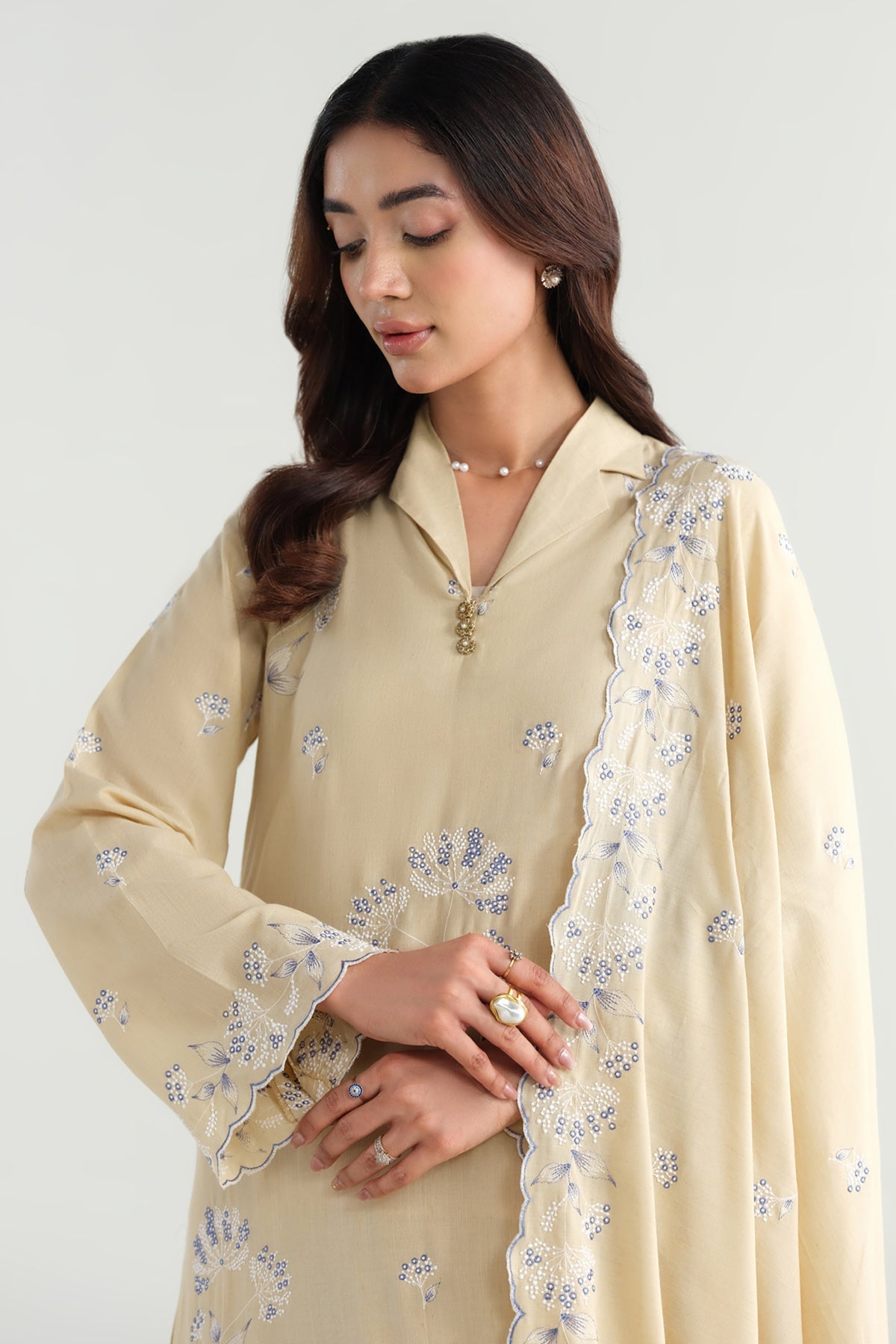 4 Piece - Embroidered Shimmer Lawn Suit - E1640 - Shop Now at Kayseria