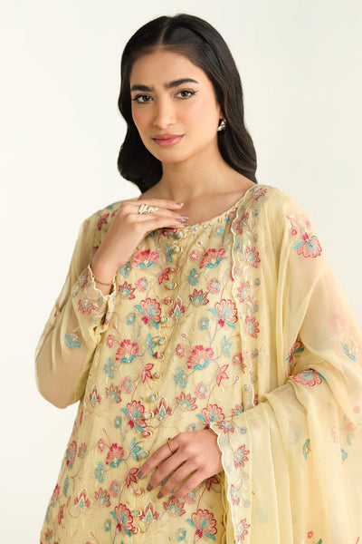 3 Piece - Embroidered & Embellished Bamber Chiffon Suit - E1651 - Shop Now at Kayseria
