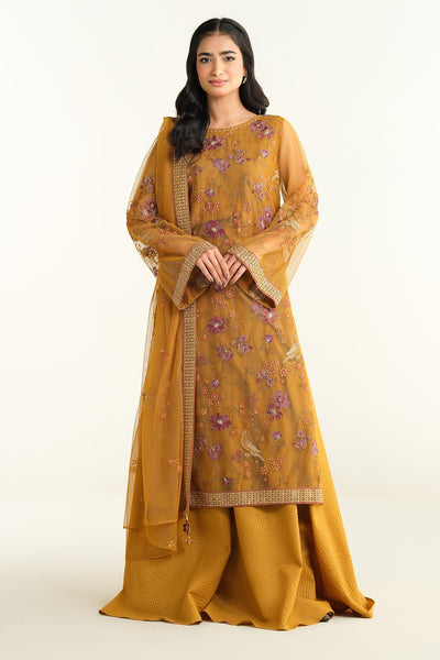 4 Piece - Embroidered & Embellished Poly Net Suit - E1663 - Shop Now at Kayseria