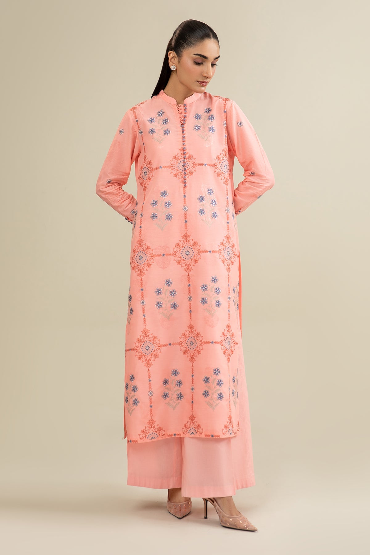 2 Piece - Embroidered Jacquard Suit - E1678 - Shop Now at Kayseria
