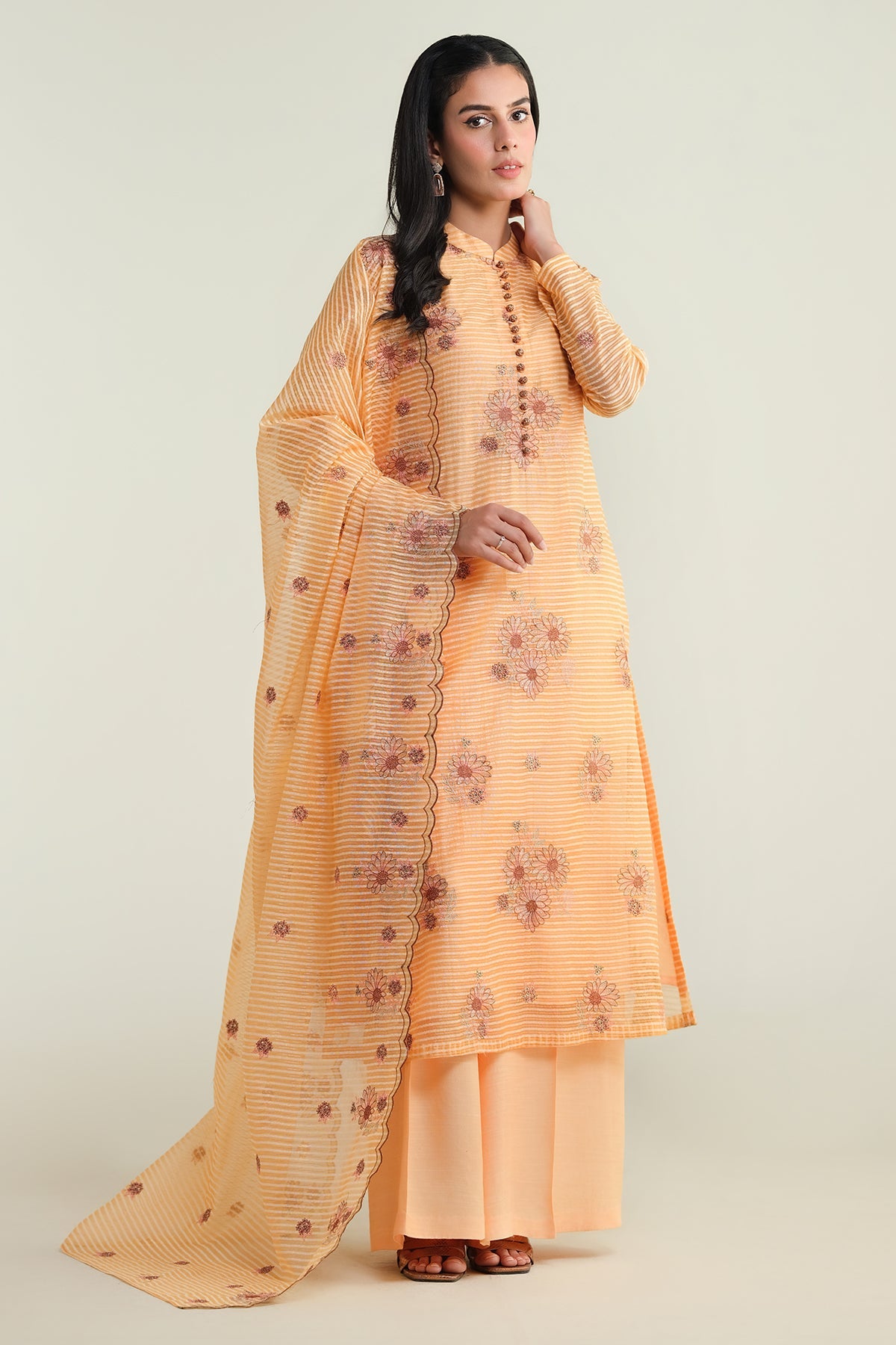 3 Piece - Embroidered Organza Suit - E1682 - Shop Now at Kayseria