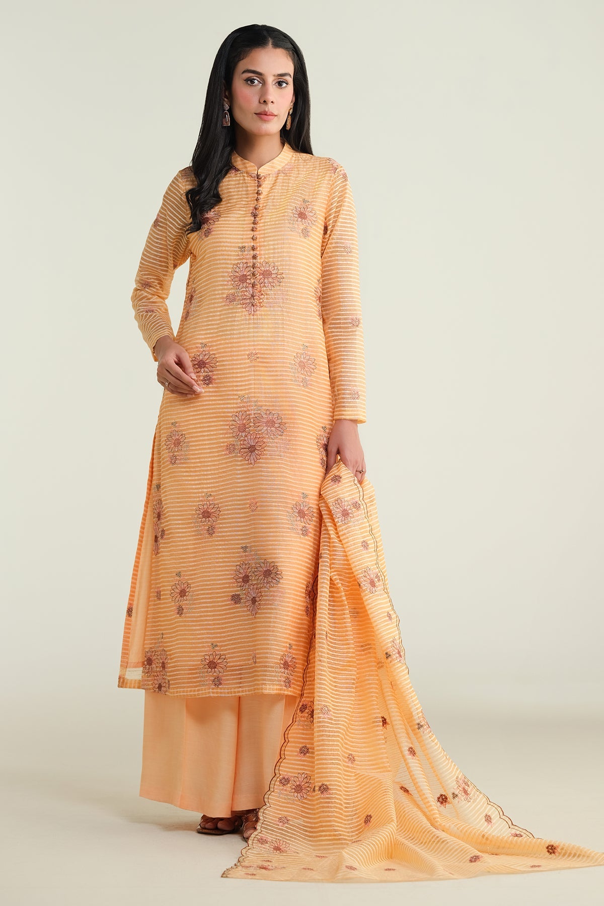 3 Piece - Embroidered Organza Suit - E1682 - Shop Now at Kayseria